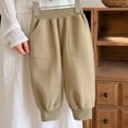 thumbnail image 6 of Rrxhxhs Pants for Girls Solid Color Elastic Waist Loose Fleece Casual Athletic Joggers with Patch Pockets,Khaki,10-11 Years, 6 of 7