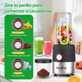 thumbnail image 2 of SOULFOX Licuadora 3 Velocidades Profesional Electrica Potente Portátil 2 En 1 Con Vaso De Plástico 1000W Color Negro, 2 of 5