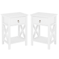 thumbnail image 3 of Tcbosik 2 Pack Night Stands, Small Bedside Table with Open Shelf and Storage Drawer, Modern End Table for Living Room, Bedroom, White, 3 of 7