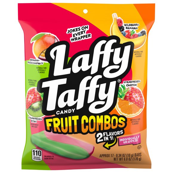 Laffy Taffy Mini Fruit Combos, Dual Flavored Candy, 6 oz