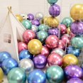 thumbnail image 4 of Globos Multicolores, Globos Metálicos, 100 Piezas, 10 Pulgadas, Globos Multicolor de Látex para Cumpleaños, Bodas, Compromisos, Festivales, Fiestas, Decoraciones, Rosa G, 4 of 5