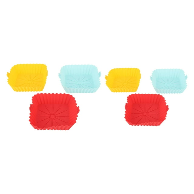 Fryer Silicone Liner, 6PCS Square Silicone Fryer Basket Dual Sized for Home