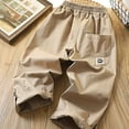 thumbnail image 4 of Babcutegg Long Pants for Toddler Girls Side Pockets Elastic Waist High Waist Clothes for Girls Khaki, 4 of 4