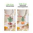 thumbnail image 4 of 10-Cup Dual Pot Food Processor, Stainless Steel Blades, Veggie Chopper for Kitchen Use, Light Green, 4 of 10