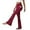 Burgundy, variant on Women's Flare Leggings with Pockets-Crossover High Waisted Bootcut Yoga Pants-Tummy Control Bell Bottom Leggings