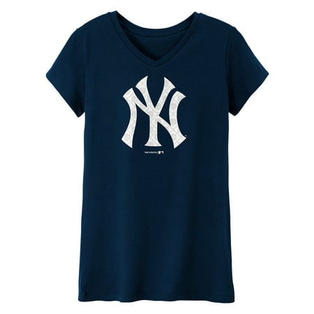 - MLB NEW YORK YANKEES TEE Short Sleeve Girls 50% Cotton 50% Polyester Team Color 7 - 16
