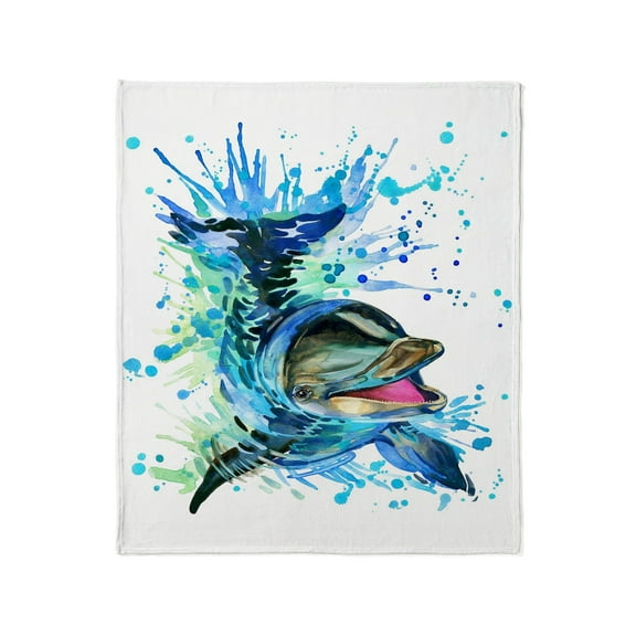 CafePress - Watercolor Dolphin Throw Blanket - Soft Fleece Throw Blanket, 50"x60" for All Ages