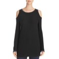 thumbnail image 1 of Foxcroft Ella Cold Shoulder Tunic Pullover Sweater Tops, Black, Small, 1 of 2