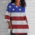 thumbnail image 3 of Camiseta Suelta Impresa con Manga 3/4 Cortada, Camisetas de Algodón Casuales Y Transpirables para Mujeres, 3 of 5