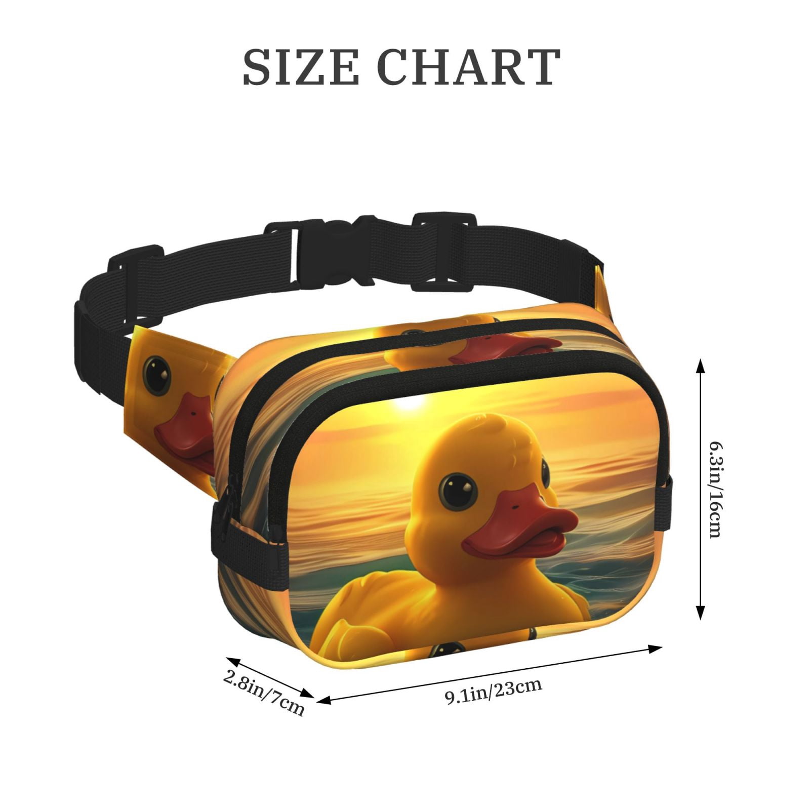 Hirioo Cartoon Swimming Yellow Duck for Double Layer Waist Bag Adjustable Fanny Pack For Travel Running Hiking