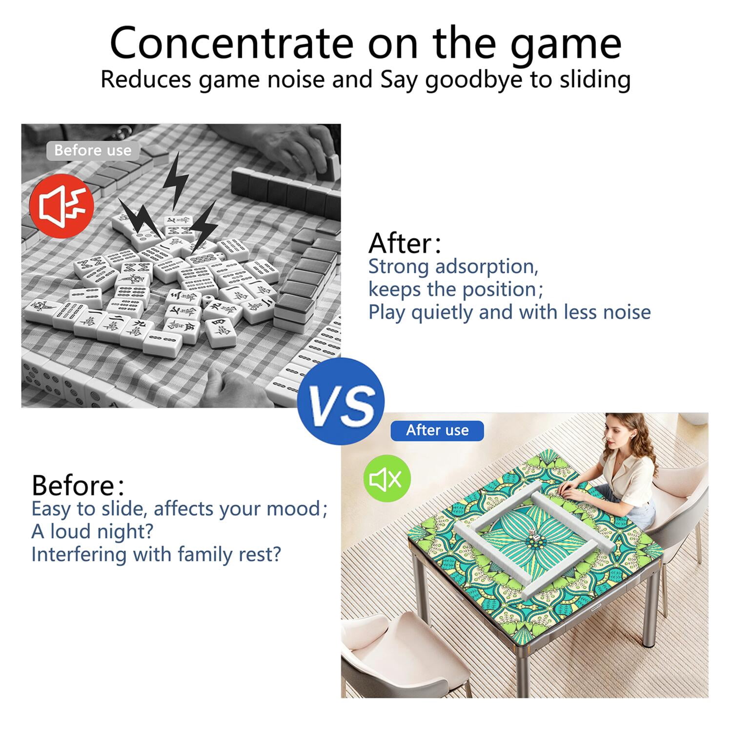 Mandala Mahjong Mat for Table, 31.5*31.5in Anti Slip American Mahjong Table Cloth, Noise Reduction, Neoprene Mah jongg Mat with Carrying Bag & 3 Dices, Mahjong Accessories Gift, Board Tile Games Mats