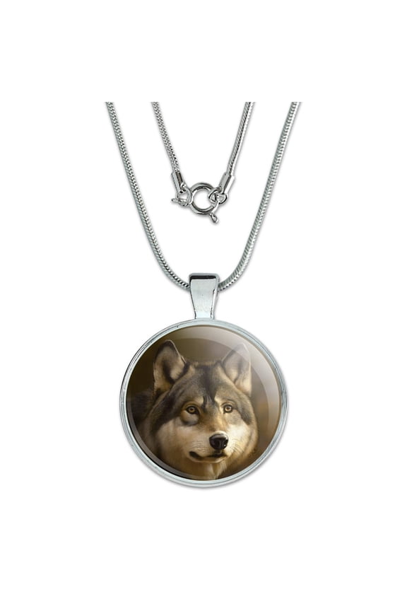 Timberwolf Timber Wolf Wolves 1" Pendant with Sterling Silver Plated Chain