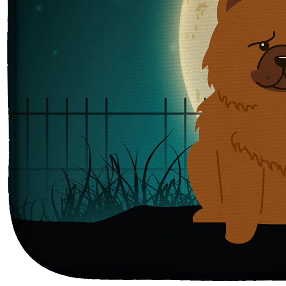Halloween Scary Chow Chow Red Dish Drying Mat