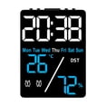 thumbnail image 1 of Reloj despertador digital, reloj de mesa electrónico, relojes de tiempo, moderna pantalla LED multiusos, 2 configuraciones de despertador para estudio Azul Digital Negro, 1 of 8