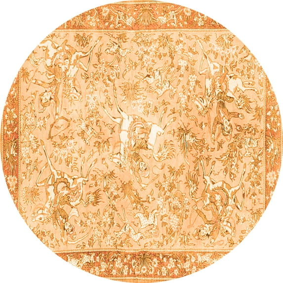 Ahgly Company Indoor Round Animal Orange Traditional Area Rugs, 8' Round