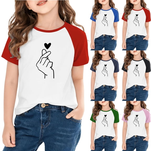 Piuwrlz Summer Short T Shirt Sleeve Kid Girl Boy Black T-Shirt Crew Neck Shirt Top Black Size 5 Years