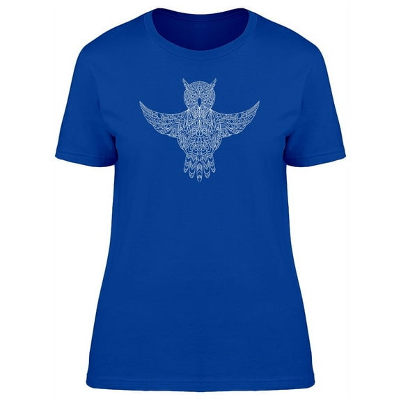 Cool Boho Owl Doodle Sketch T-Shirt Women -Image by Shutterstock, Female x-Large