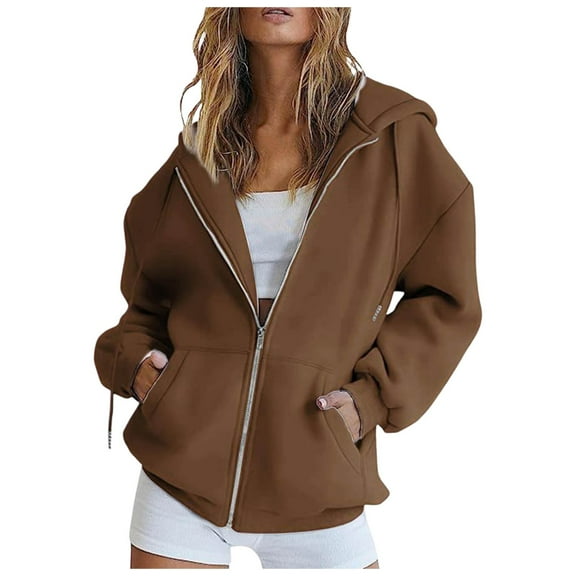 Womens Casual Solid Long Sleeve Zipper Hooded Coat Pocket Sweatshirt Tops Features: Active Zip up Women Hoodies Bulk Long Thin Sweatshirts Quarter Zipper Sweatshirt Women Pullover Zip Pullover Women