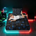 thumbnail image 5 of Manfei Modern 3D Square Twin Sheets, Neon Glow Bedding, Black Blue, Black Reversible 3pcs1 Flat Sheet + 1 Fitted Sheet + 1 Pillowcase, 5 of 6
