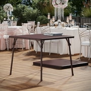 BizChair Vinyl-Covered Padded Folding Card Table for Game Rooms and Banquets, Brown