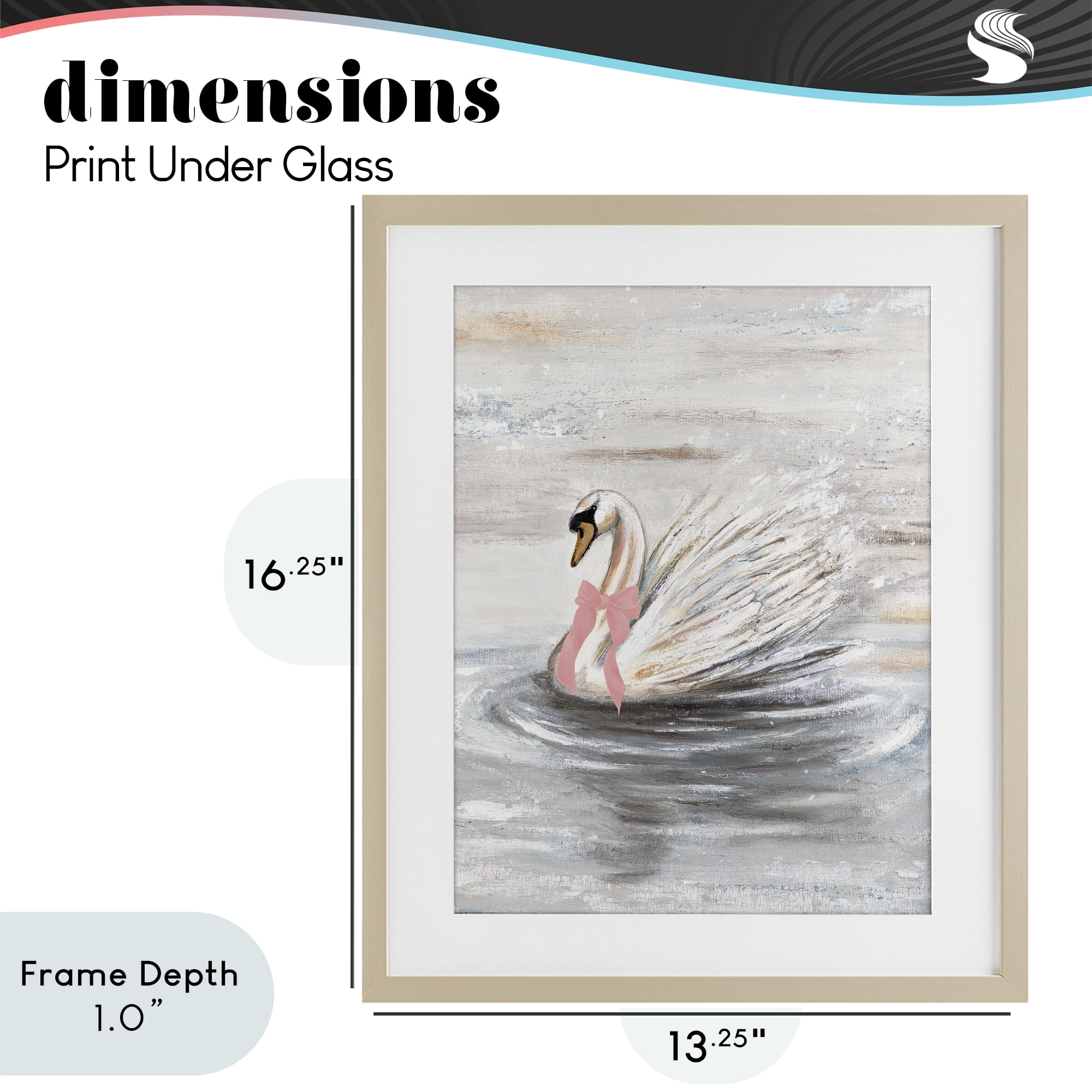 Stupell Industries Swan With Pink Bow & Ripples Birch Framed Print Under Glass, design by Patricia Pinto