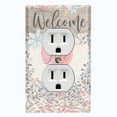 thumbnail image 1 of Metal Light Switch Plate Outlet Cover (Welcome Vine - Single Duplex), 1 of 2