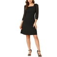 thumbnail image 2 of INSPIRE CHIC Women's Square Neck Ruffle Trim Sheer 3/4 Sleeve Chiffon Mini Dress XS Black, 2 of 6