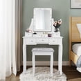 thumbnail image 2 of Topbuy Detachable Vanity Table Set Makeup Table with Mirror &Cushioned Stool White, 2 of 5
