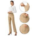 thumbnail image 4 of Bzhegqhd Women's Work Pants Straight Leg Casual office Trousers Solid Color Elastic Waistband with Belt Loops Stretch Comfort Full Length Professional Business Casual Attire for Women, 4 of 8