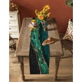 thumbnail image 5 of Table Runner Dresser Scarves 72 Inch Long, Modern Peacock Green Black Texture Linen Dining Table Runners Abstract Marble Stone Texture Tabletop Scarf for Wedding Holiday Party Kitchen, 5 of 7