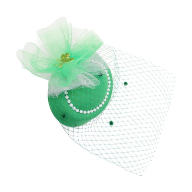 Mini tocado para festival irlandés, pinzas para el pelo, pasadores de fiesta, horquillas para el pelo Decoración de malla con cuentas