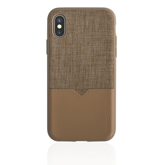 Evutec Unique Heavy Duty Case Compatible with iPhone X/Xs, Northill Leather   TPU Shockproof Interior Drop Protective Phone Cover-Tweed/Tan(AFIX  Car Vent Mount Included)