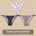thumbnail image 3 of Bragas sin costuras para mujer, ropa interior Sexy de tiro bajo, Bikini de leopardo y mariposas, lencería suave de seda de hielo, 3 unidades por Set, 3 of 5