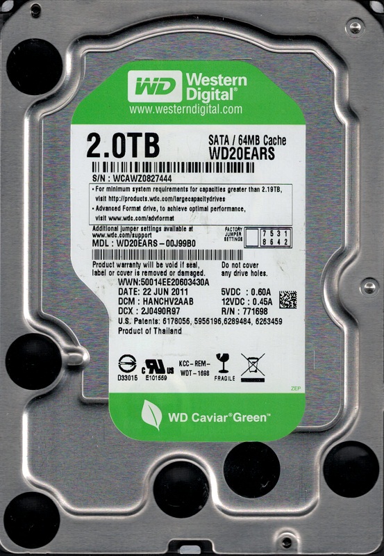 WD20EARS-00J99B0 DCM: HANCHV2AAB WCAWZ Western Digital 2TB - Walmart.com