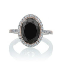 1.5 Carat Huge Black Diamond and Diamond Halo Classic Engagement Ring on 10k Rose Gold