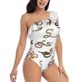 thumbnail image 3 of Zufioo Snake Print One-shoulder Ruffled One-piece Swimsuit, High Elastic Integrated Removable Chest Pad Swimsuit Suitable for Beach, Pool and Vacation-X-Large, 3 of 6