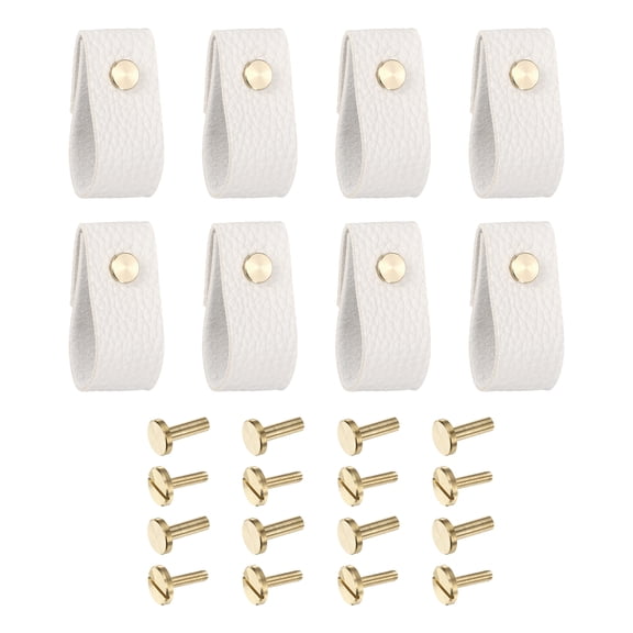 8 Packs Leather Drawer Pulls for Dresser Drawer, Kitchen Cupboard, White