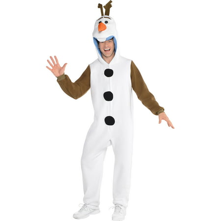 Frozen Zipster Olaf One-Piece Costume for Adults, Size Small/Medium, Hooded