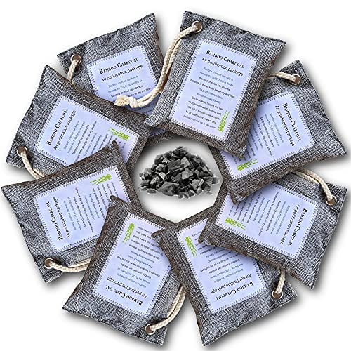 Activated Bamboo Charcoal Air Purifying Bags for Home Car and Office 8 Packs 