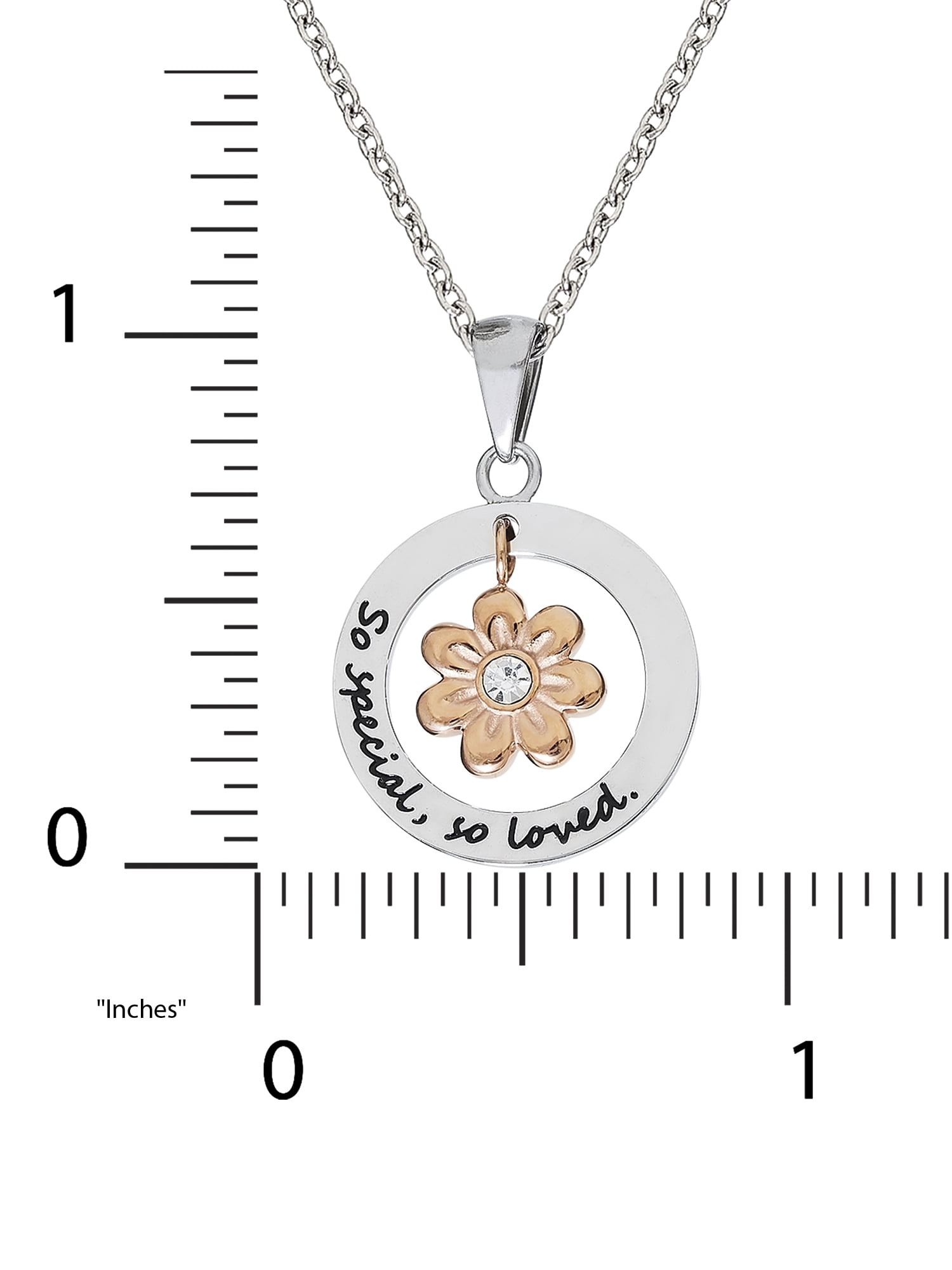 Hallmark Connections Women's Stainless Steel "So Special, So Loved" Flower Dangle Pendant, 18"
