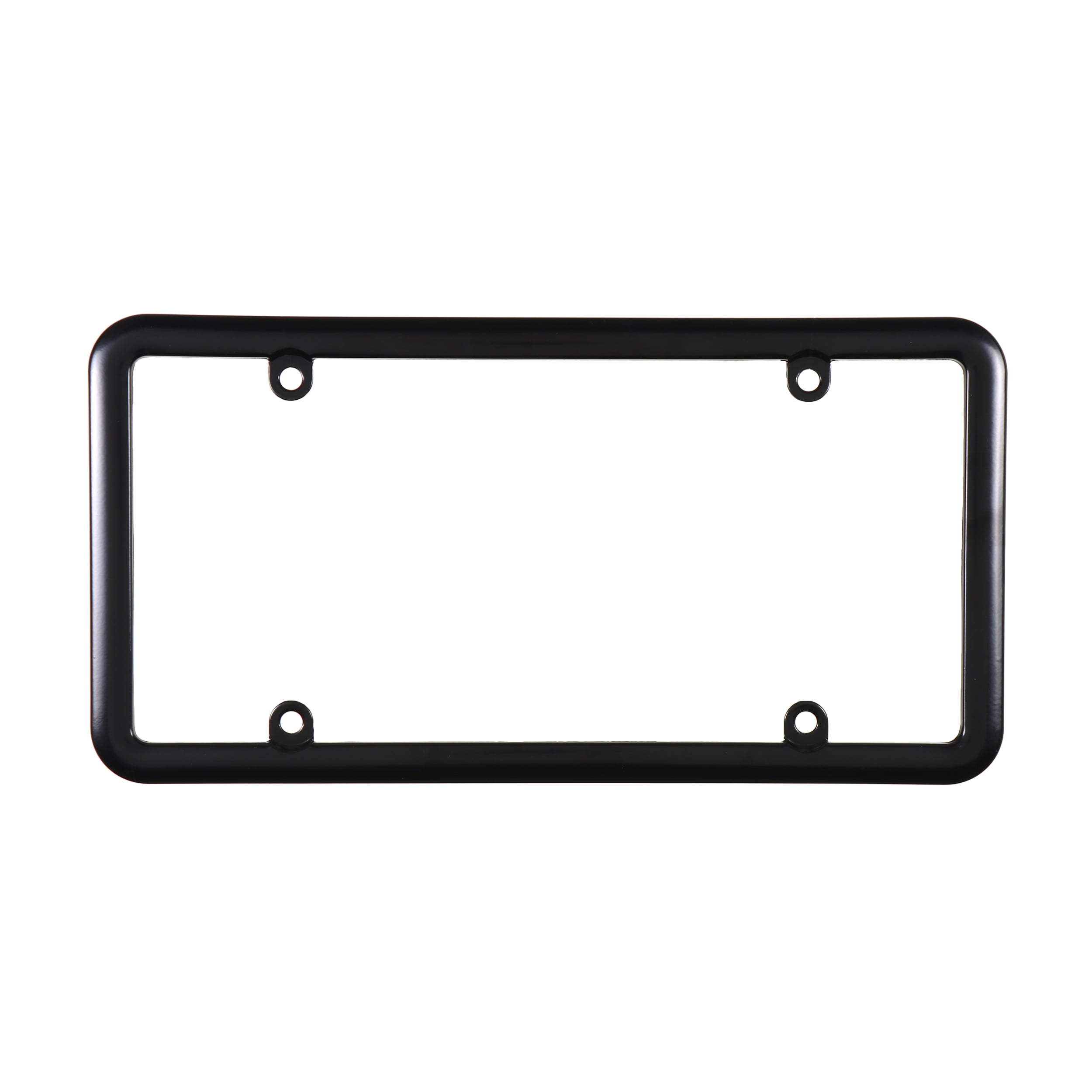 Auto Drive Metal Automotive License Plate Frame with Caps, Black