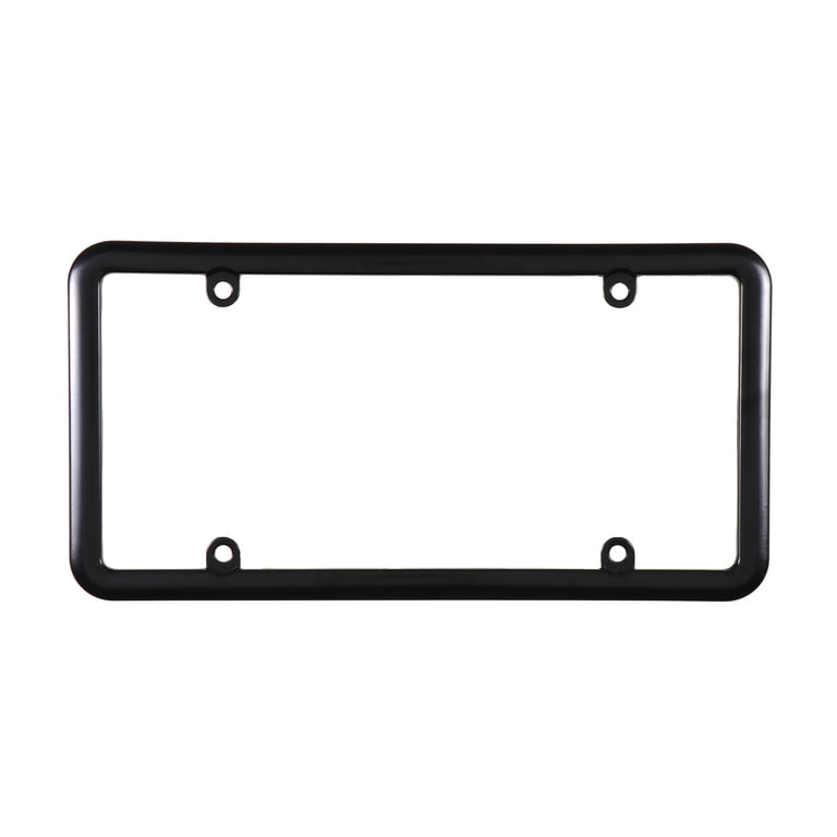 Auto Drive Metal License Plate Frame with Caps, Black photo 1