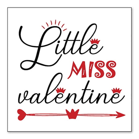DistinctInk Custom Bumper Sticker - 4 x 4 Decorative Decal - White Background - Little Miss Valentine