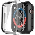 thumbnail image 1 of Misxi Paquete de 2 Estuches rígidos para PC con Protector de Pantalla de Vidrio Templado Compatible con Apple Watch Series 6 SE Series 5 Series 4 40 mm, 1 Rosa Rosa + 1 Transparente, 1 of 4