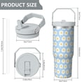 thumbnail image 4 of 30 Oz Tumbler Light Blue Daisies Tumbler with Lid and Straw, Birthday Gift Cup for Friend Women Men Coffee Travel Mug Thanksgiving Day Halloween Christmas Gift Water Bottle, 4 of 7