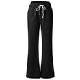 thumbnail image 3 of Womens Pants High Waist Wide Leg Sweatpant Drawstring Soft Breathable Casual Pants Seaside Beach Trousers With Pockets Commuting Comfort Dailywear, 3 of 7