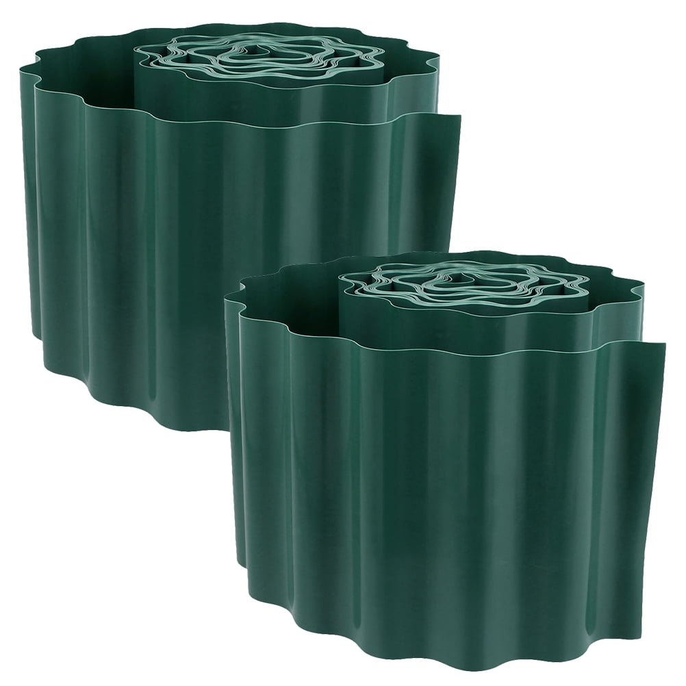 Garden Landscape Edging Border Made of Durable Plastic in Dark Green for Yard Decoration 2 Rolls