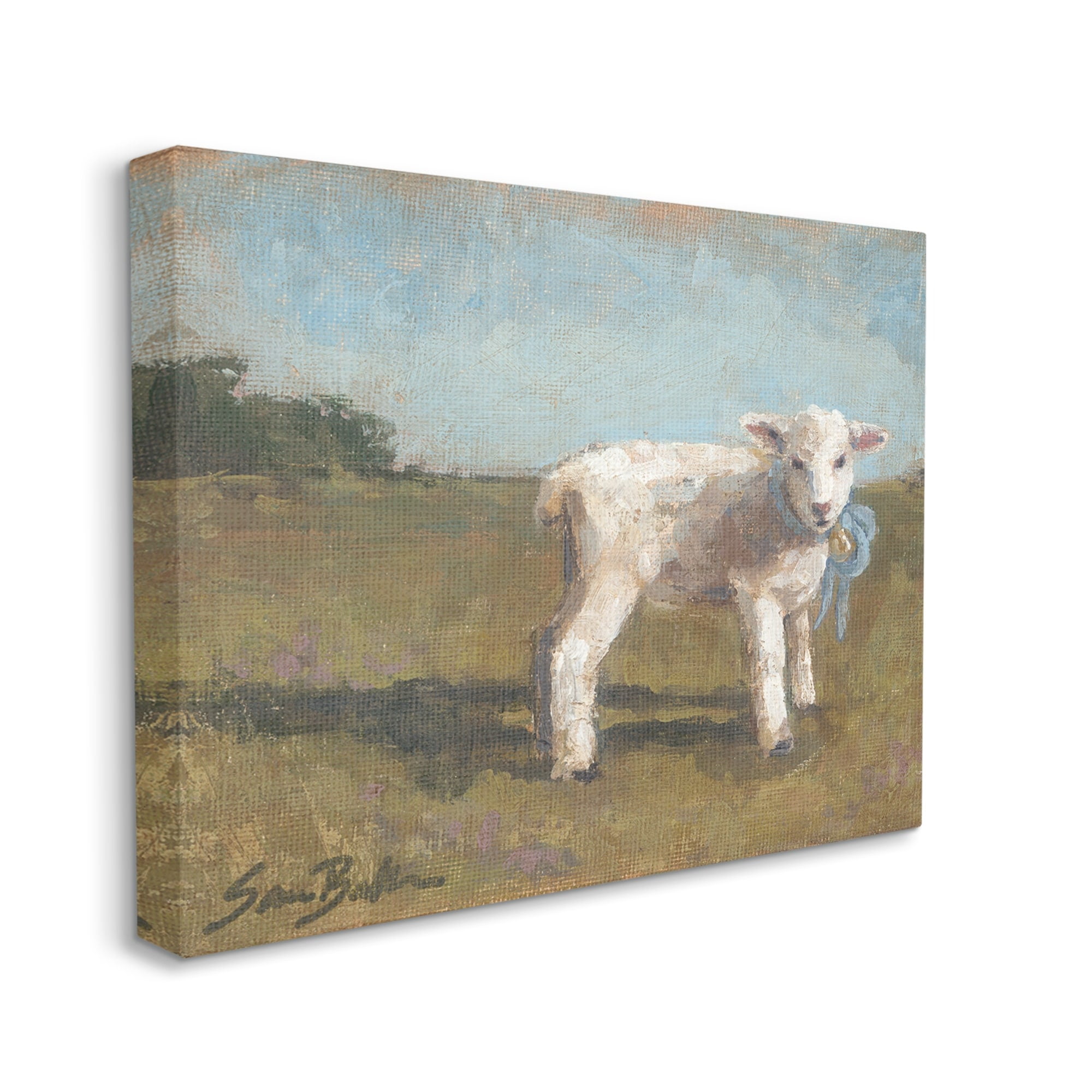Stupell Farmhouse Baby Lamb Painting Animals & Insects Painting Gallery Wrapped Canvas Print Wall Art