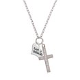 thumbnail image 2 of Delight Jewelry Silvertone Large Lord Guide Me Heart Everlasting Love Engraved Cross Zoey Necklace, 28", 2 of 4