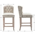thumbnail image 6 of Guyou Modern Tufted Bar Stool Set of 2, 26" Counter Height Bar Stool with Back and Nailhead Trim, Linen Upholstered Solid Wood Kitchen Island Chair Barstools for Bar Restaurant Cafe Dining Room, Beige, 6 of 6